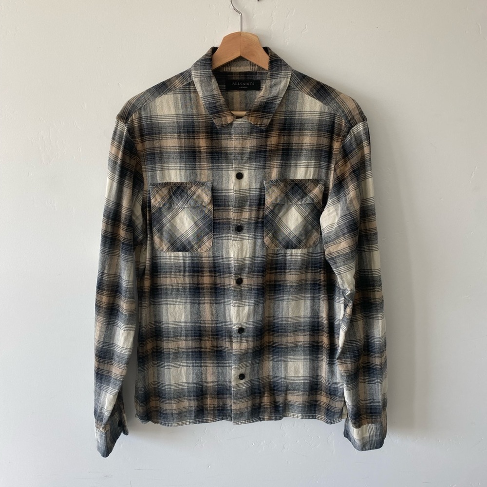All Saints Wool Shirt - Brown / Tan / Black - Medium